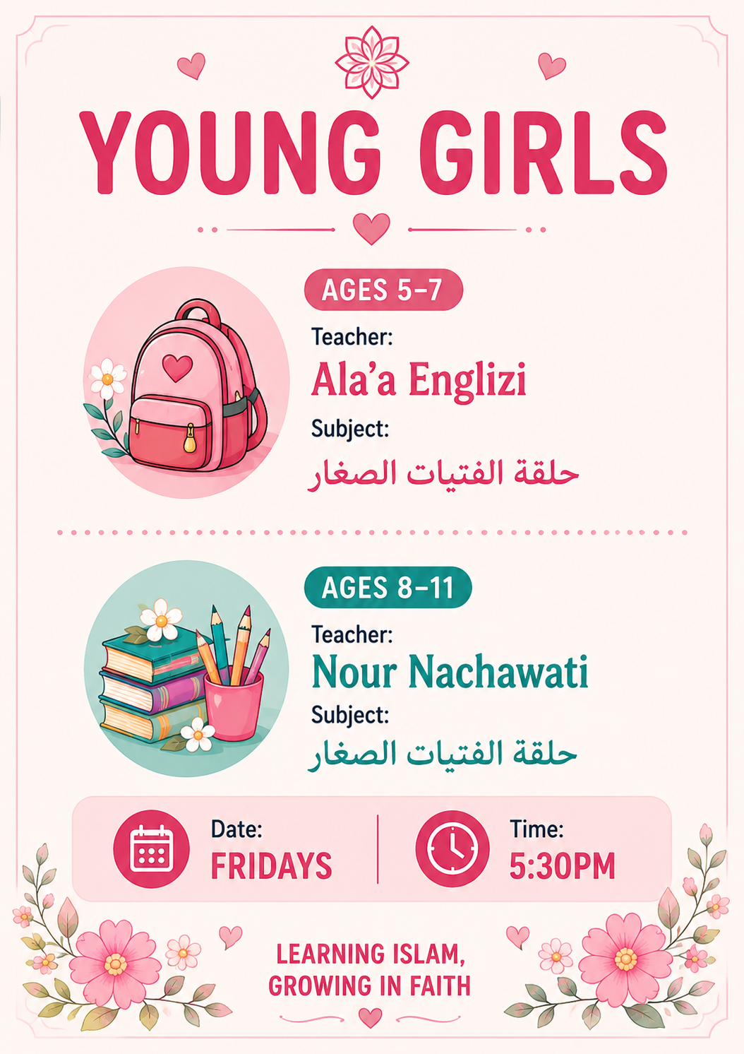 Learning Islam for Young Muslim GIrls Ages 5-11 flyer